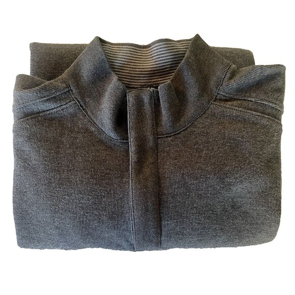 Hugo Boss Men’s Sz L 1/4 Zip Pullover Sweater Gray Cotton Casual Classic EUC - Picture 2 of 14